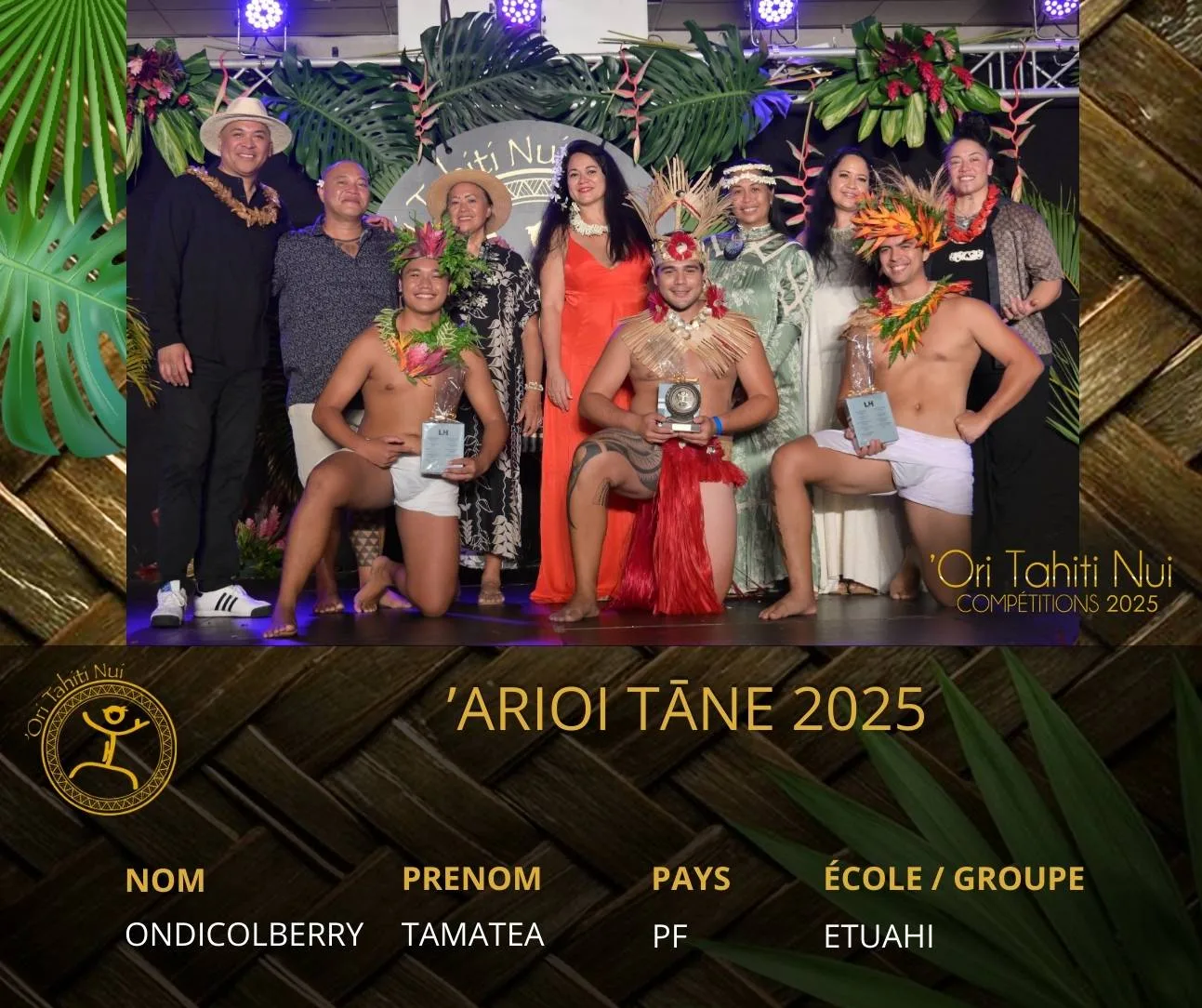 Le 'ĀRIOI TĀNE 2025 est Tamatea ONDICOLBERRY - originaire de Polynésie française - Directeur de l'école Etuahi. #oritahitinui #otnc2025 #oritahiti #tahiti